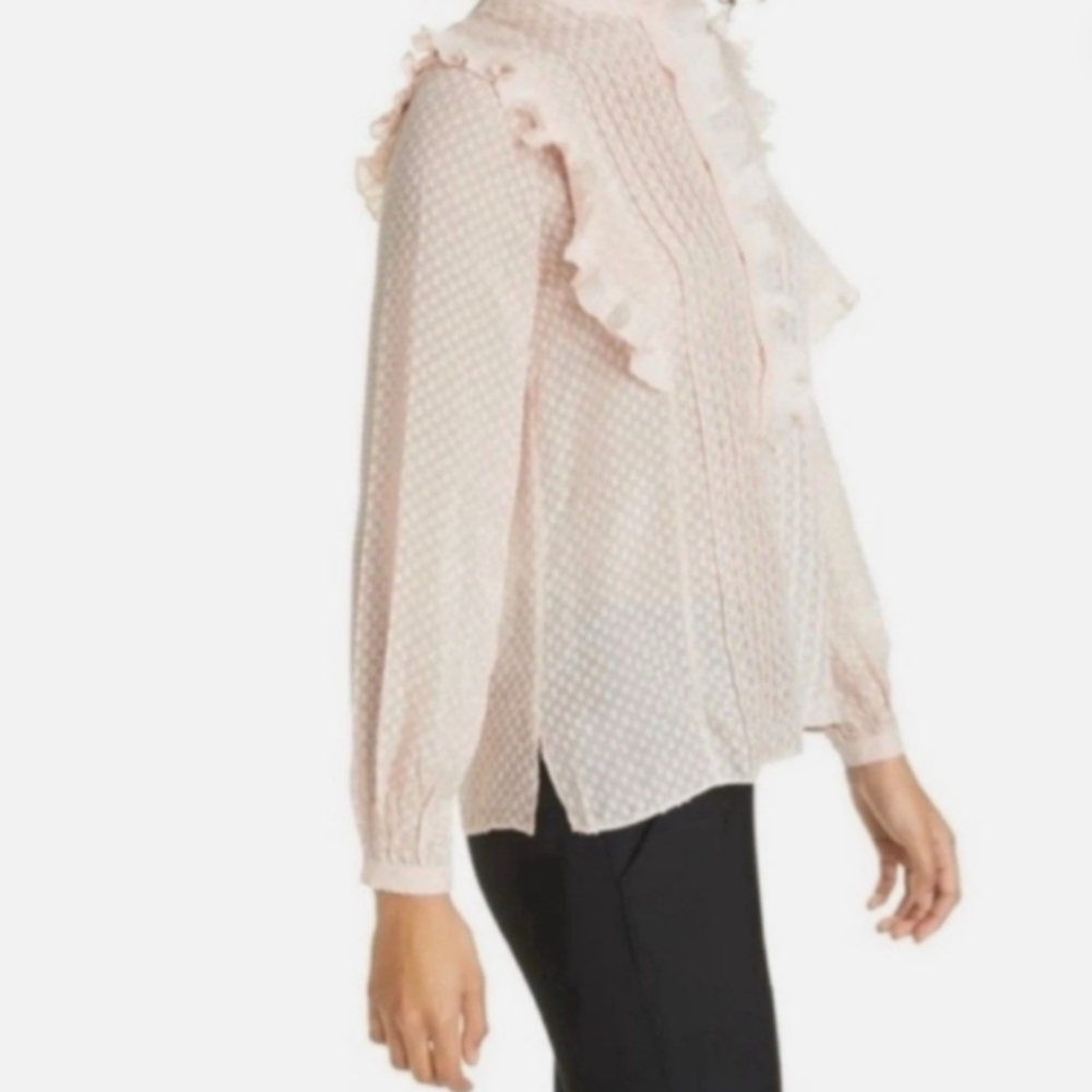 LAST CHANCE 3 for $30 Reiss Taylor Ruffled Pale Pink Blouse Silk Viscose EUC! - Picture 7 of 15